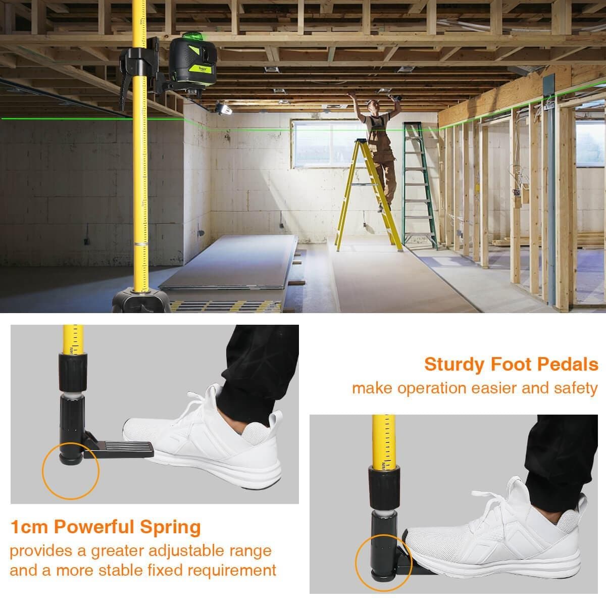 Huepar LP36 - 3.7m/12ft Laser Telescoping Pole - HUEPAR US