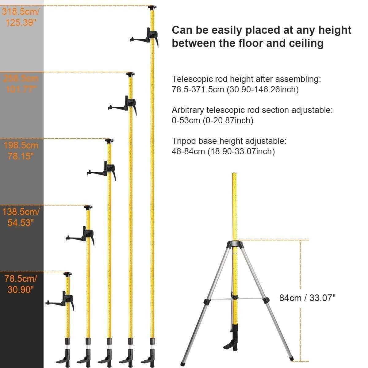 Huepar LP36 - 3.7m/12ft Laser Telescoping Pole - HUEPAR US