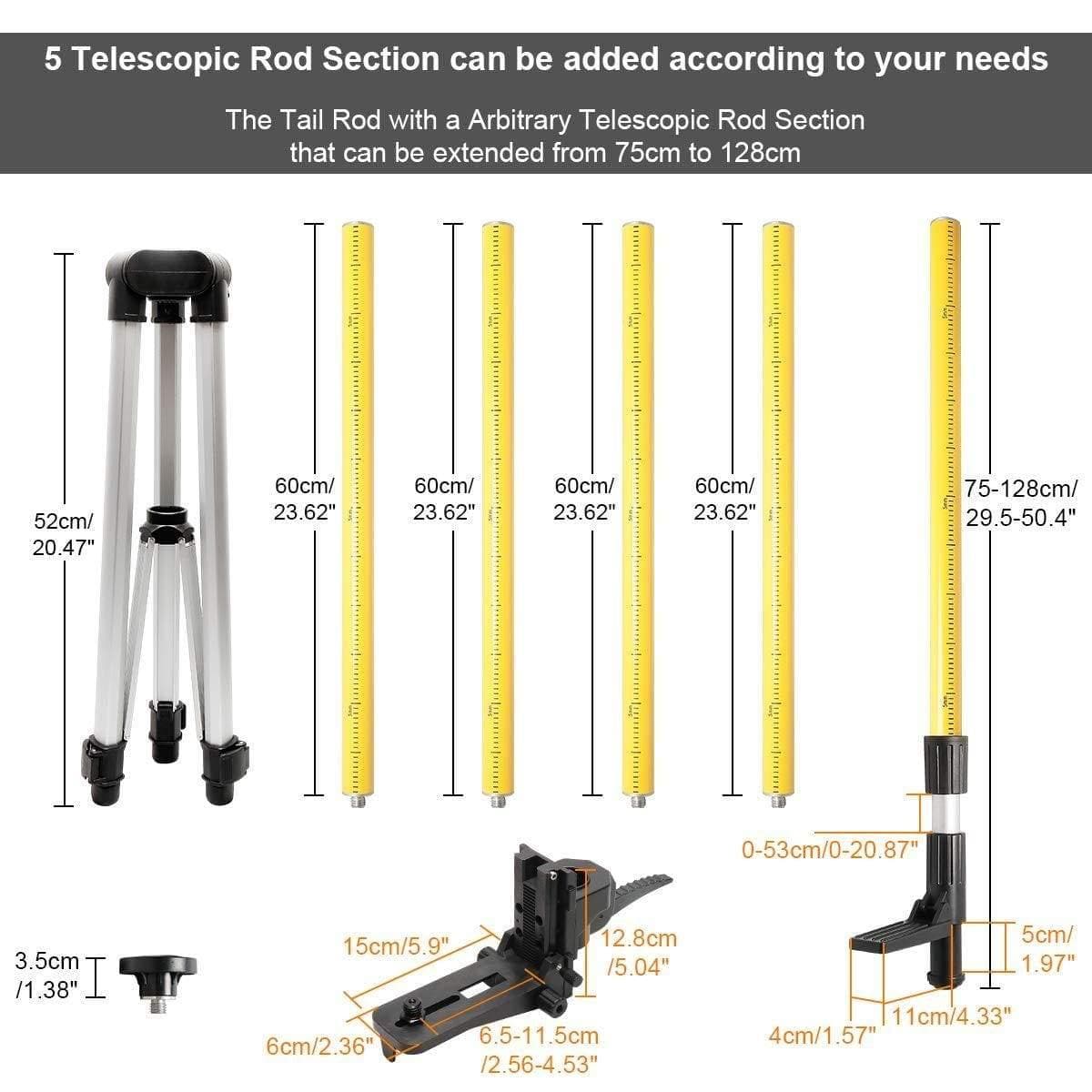 Huepar LP36 - 3.7m/12ft Laser Telescoping Pole - HUEPAR US